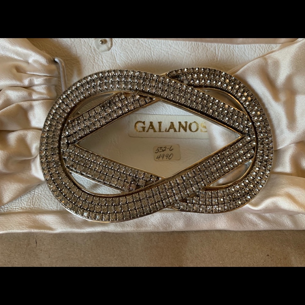 Vintage Galanos silk and leather rhinestone belt